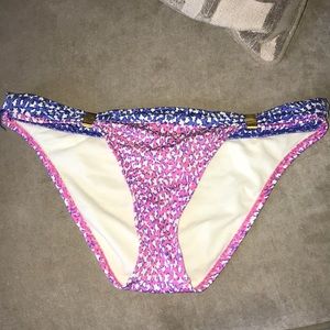 Pink and blue leopard print bikini bottom